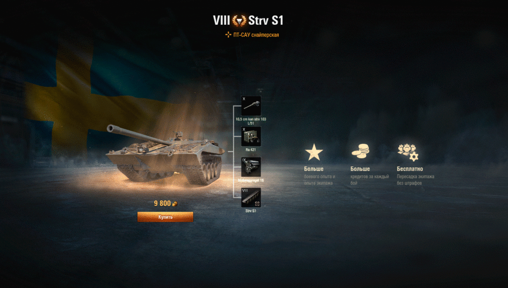 Премиальная шведская ПТ-САУ Strv S1