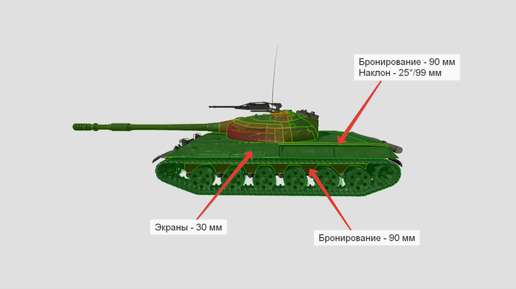 Бронирование среднего танка Об. 430У (борт)